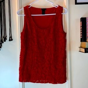 🍍Ann Taylor Factory red floral lace tank size M